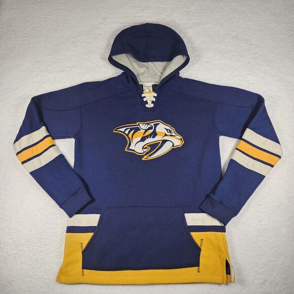Nashville Predators CCM NHL Hockey Hoodie Pullover Laceup Hoodie Youth XL Retro - Picture 1 of 13